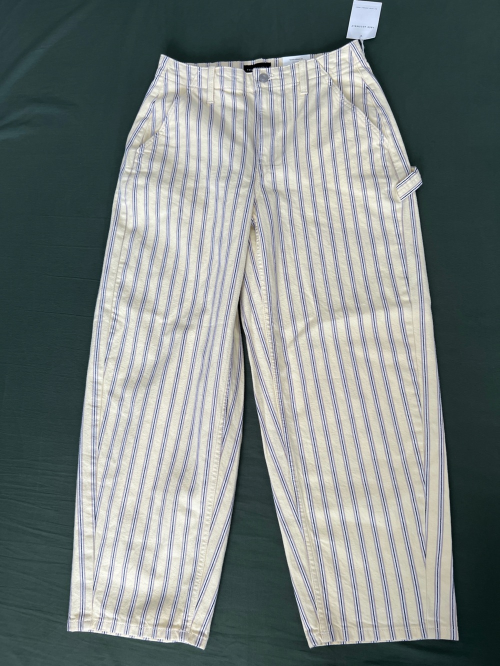 Pastel Yellow Cargo Pants with Stripes Size 10